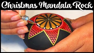 How to Christmas Mandala Art Dot Painting Stones / Rocks Tutorial Artist Hand Painted Stone Mandalas