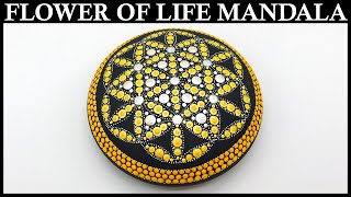 How to Mandala Dot Painting “Flower Of Life” Mandalas Acrylic Paint Dotting Artist Tutorial #mandala