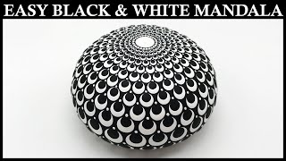 VERY EASY Black & White Mandala Stone / Rock Tutorial – Step By Step Guide