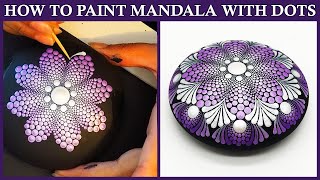 How to Mandala Dot Painting Purple Perl Mandalas With Acrylic Paint Dotting Artist Tutorial #mandala