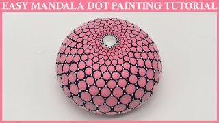 How to Paint Simple Pink Mandala Dot  Art – Tutorial Guide Dotting Acrylic Painting Artist