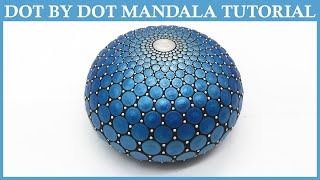 EASY DIY – How to Mandala Dot Painting Art – Perl Blue –  Tutorial Guide Dotting Acrylic Paint