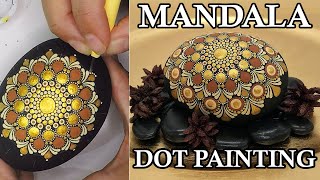 How to Paint Mandala Dot Painting Art Rock Beach Pebble Tutorial Painting Dotting Mandalas