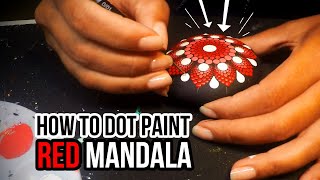 How to paint a red dot mandala art rock beach pebble time lapse tutorial draw guide painting