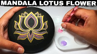 How to Draw Lotus Flower Mandala Dot Art Stones Painting Tutorial Rocks #mandala #lotusflower #art
