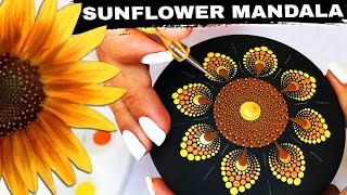 Sunflower Mandala Art Dot Painting How To Paint Stones Rocks Dotting Artist Tutorial Art Mandalas