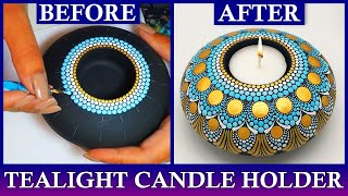How to Paint Mandala Tealight Candleholder Hand Painted Dot Art Mandalas Candle Holder  dyi #mandala