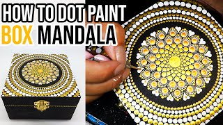 Easy How to Paint Dot Mandala Art on Wooden Box Tutorial  Painting Dotting Drawing Wood Mandalas