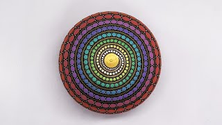 Spiral Mandala Dot Art Rock Painting with Every Color Possible! #mandalaart #painting