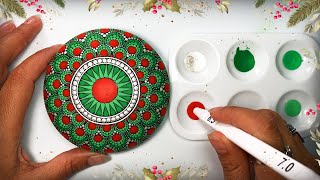 Christmas Mandala Dot Art Rock Painting – How To Step By Step Tutorial – Satisfying & Relaxing Video