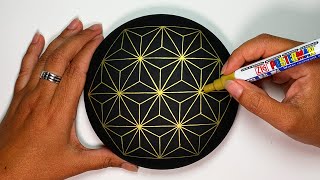 World’s First Asanoha Pattern on a Rock?! How to Draw Step by Step Tutorial Mandala Dot Art Painting