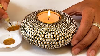Mandala Art Tealight Candle Holder DIY Craft Ideas Dot Painting #mandalaart #dotart #art