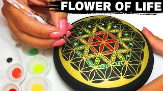 How to Draw Flower of Life Mandala on Rocks | Dot Art Tutorial for Beginners #mandalaart #dotart